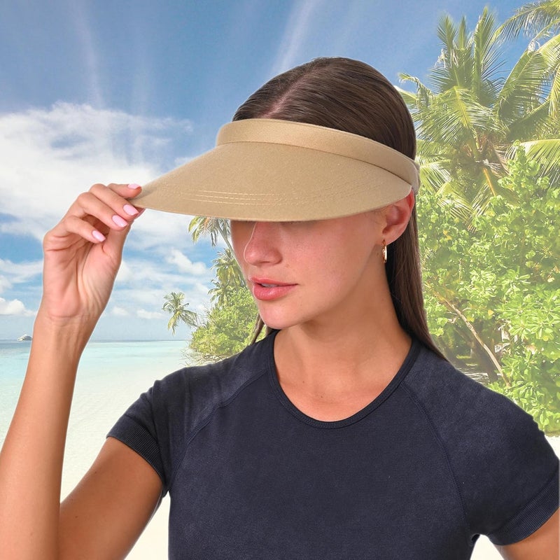 Beevarn Store 2 Pack Sun Visors Women Wide Brim Clip on Summer Hats Adjustable UV Protection - Image 3